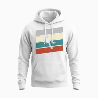Climbing Retro Unisex Hoodie - White