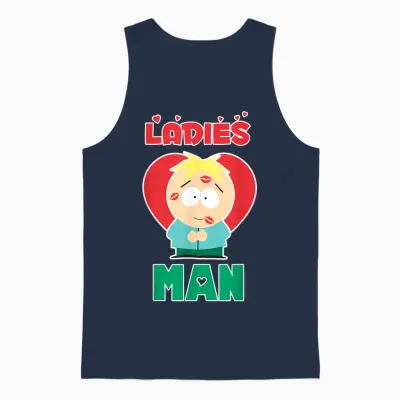 South Park Valentine's Day Butters Ladies Man T-Shirt, Black Unisex Tank Top - Navy