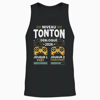 Tonton Gamer Unlocked in 2026 - Pregnancy Announcement 1st Unisex Tank Top - Black