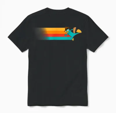 Disney Channel Phineas and Ferb Perry the Platypus T-Shirt Small Unisex T-Shirt - Black