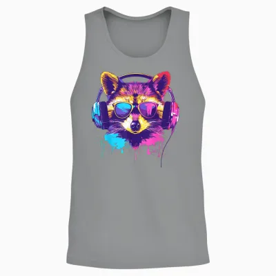 Dj Raccoon Outfit for Music Raccoon Techno Raccoon T-Shirt, Black Unisex Tank Top - Sport Grey