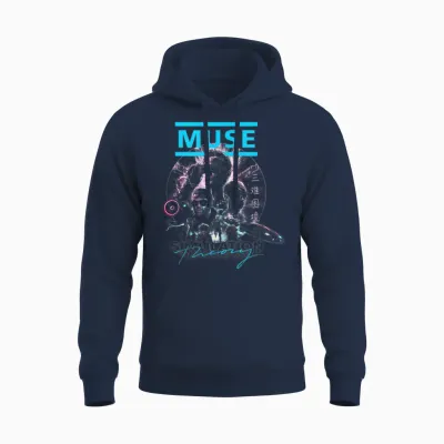 Muse Simulation Theory Cover T-Shirt, Black, S Unisex Hoodie - Navy