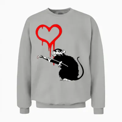 Banksy Papl2173 Love Rat Graffiti Modern Graphic Art Bekleidung Unisex Sweatshirt - Ash