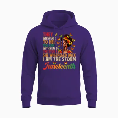 Juneteenth Shirts Women I Am the Storm Black Freedom 1865 Unisex Hoodie - Purple