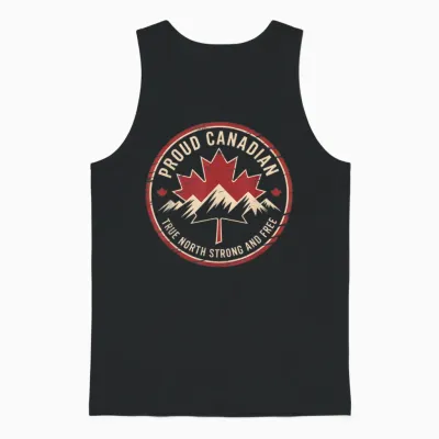 Canada Maple Leaf Mountain Vintage Pride Art Unisex Tank Top - Black