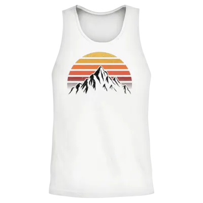 Retro Sunset Mountain Unisex Tank Top - White