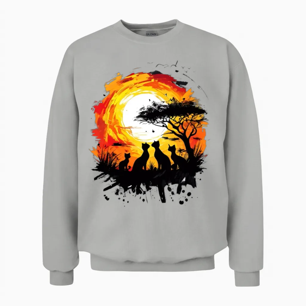 Black Cat Magic Lovers Gift Unisex Sweatshirt in Ash
