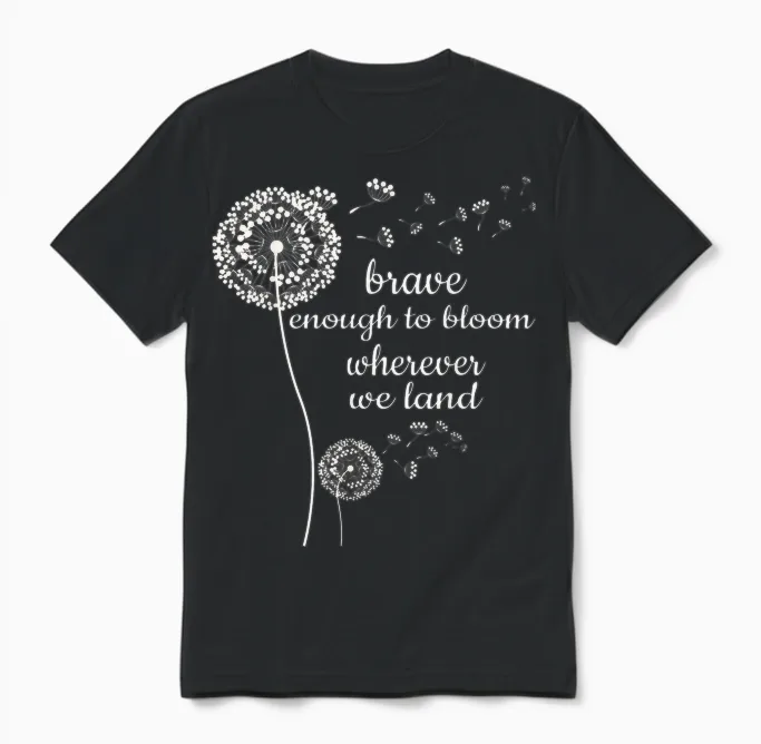 Brave Enough to Bloom Military Kids Month of Military Child T-Shirt Small Unisex T-Shirt in Black