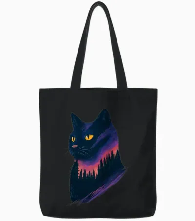 Cat Tree Tote Bags - Black