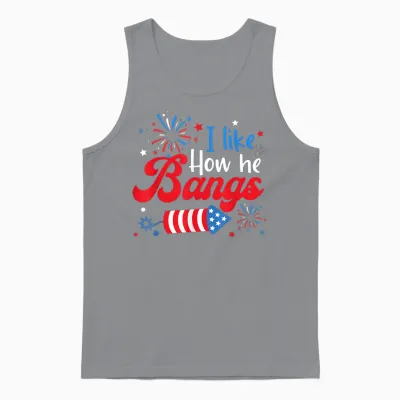 I Like How She Explodes Fireworks Funny Couple 4th of July Unisex Tank Top - Sport Grey