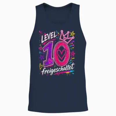 10 Jahre Mädchen Geburtstag Level Freigeschaltet Geschenk Unisex Tank Top - Navy