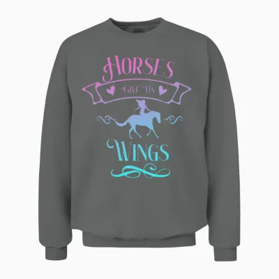 Horses Give Us Wings Funny Horse Equestrians Unisex Sweatshirt - Graphite Heather