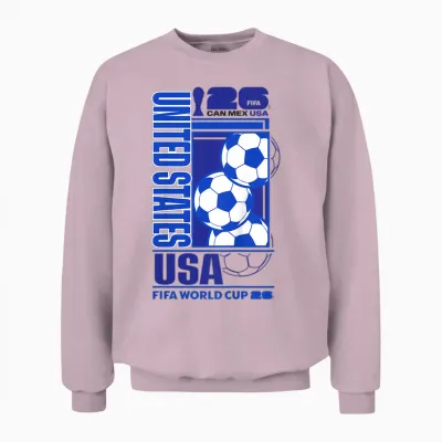 Kids Fifa World Cup26 Usa Host Country Football Unisex Sweatshirt - Light Pink