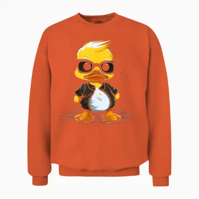 Kleine Gelbe Ente Mit Sonnenbrille/lustiges 80er Jahre Enten Unisex Sweatshirt - Orange