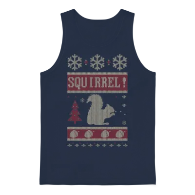Squirrel Christmas Unisex Tank Top - Navy