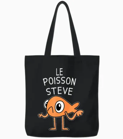 Funny Fish the Fish Steve Kids Women Men Viral Memes Tote Bags - Black