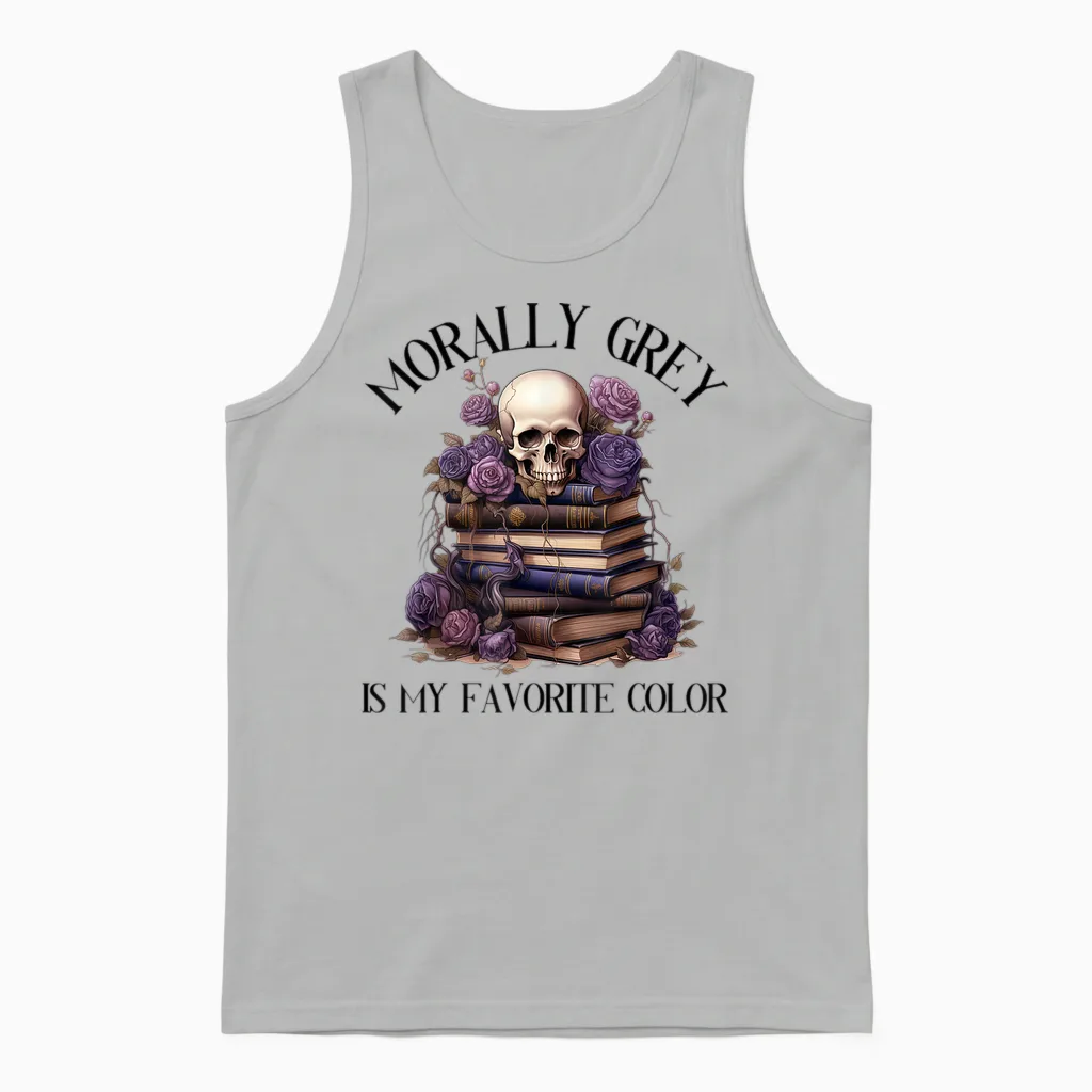 Spicy Fairy Tales Dark Romance Reader Moral Grey Books T-Shirt, Gray Unisex Tank Top in Ash