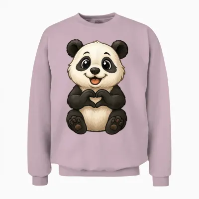 Panda Bear with Heart Cute Panda Bear with Heart Symbol Panda Unisex Sweatshirt - Light Pink