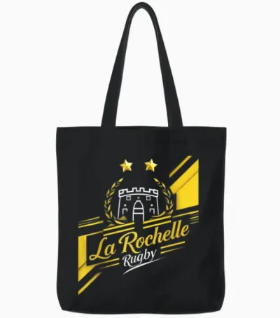 La Rochelle 2 Stars Rugby Supporter Rochelais Gift T-Shirt, Black, S Tote Bags - Black