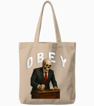 Obey Usa Fight Funny Freedom Power Tote Bags - Natural