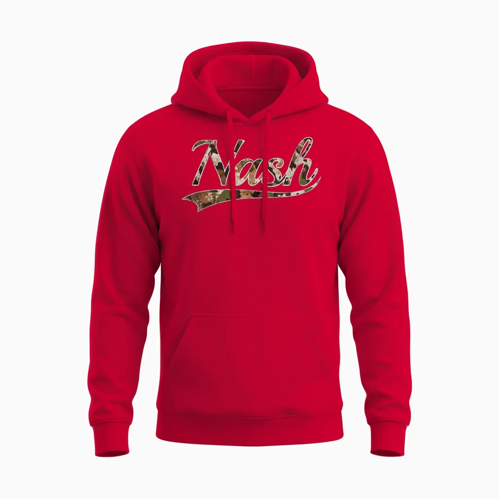 Nash Nashville Camouflage Vintage Inspired Distressed Camo Unisex Hoodie in Red