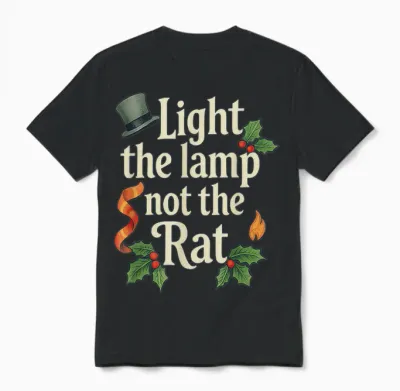 Light the Lamp Not the Rat Funny Christmas Matching Family Unisex T-Shirt - Black