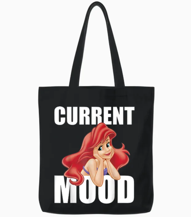 Disney the Little Mermaid Ariel Current Mood Tote Bags in Black