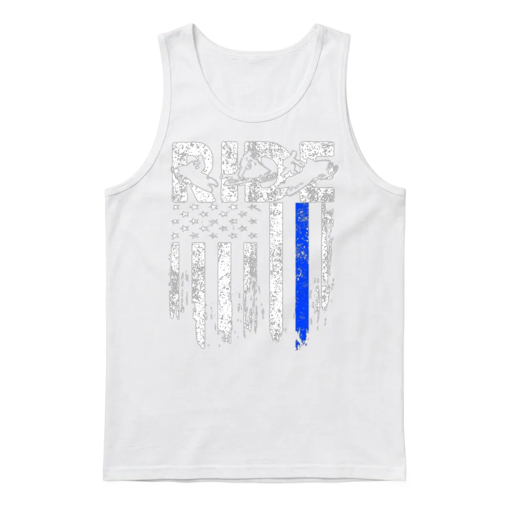 Ride Snowmobile Usa Flag Motor Sled Snowmobiling Unisex Tank Top - White