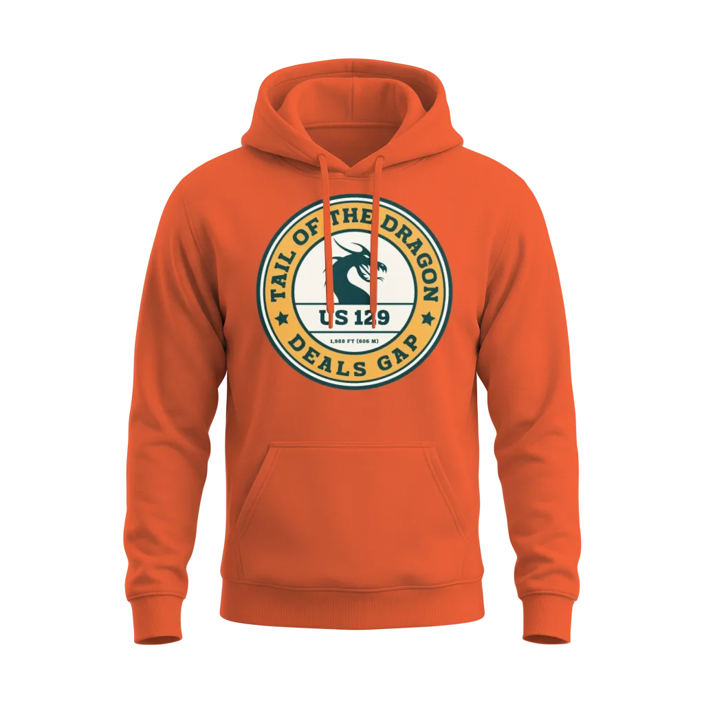 Tail of the Dragon Deals Gap Motorcycle Road Unisex Hoodie - Orange
