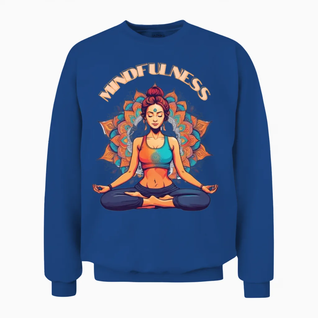 'mindfulness' Yoga Meditation Gd Unisex Sweatshirt in Royal