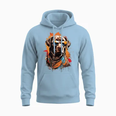 Brauner Labrador Mit Sonnenbrille Unisex Hoodie - Light Blue