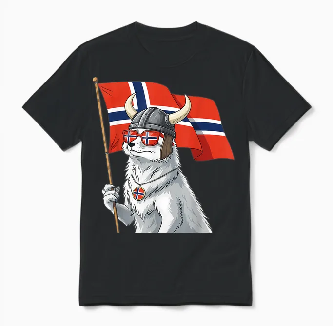 Norway Flag Norge Norwegian Pride Unisex T-Shirt in Black