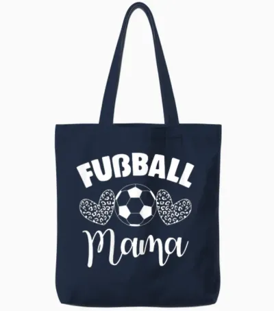 Football Mama T-Shirt, Black Tote Bags - Navy
