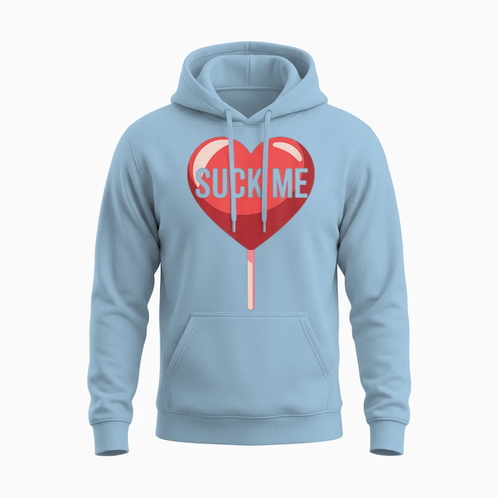 Suck Me Valentine T-Shirt, Black, S Unisex Hoodie in Light Blue