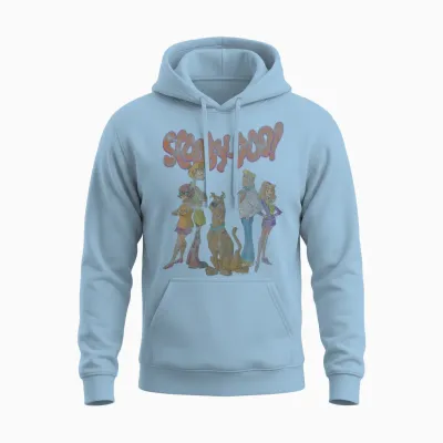 Scooby-Doo Vintage Group Poster T-Shirt Small Unisex Hoodie - Light Blue