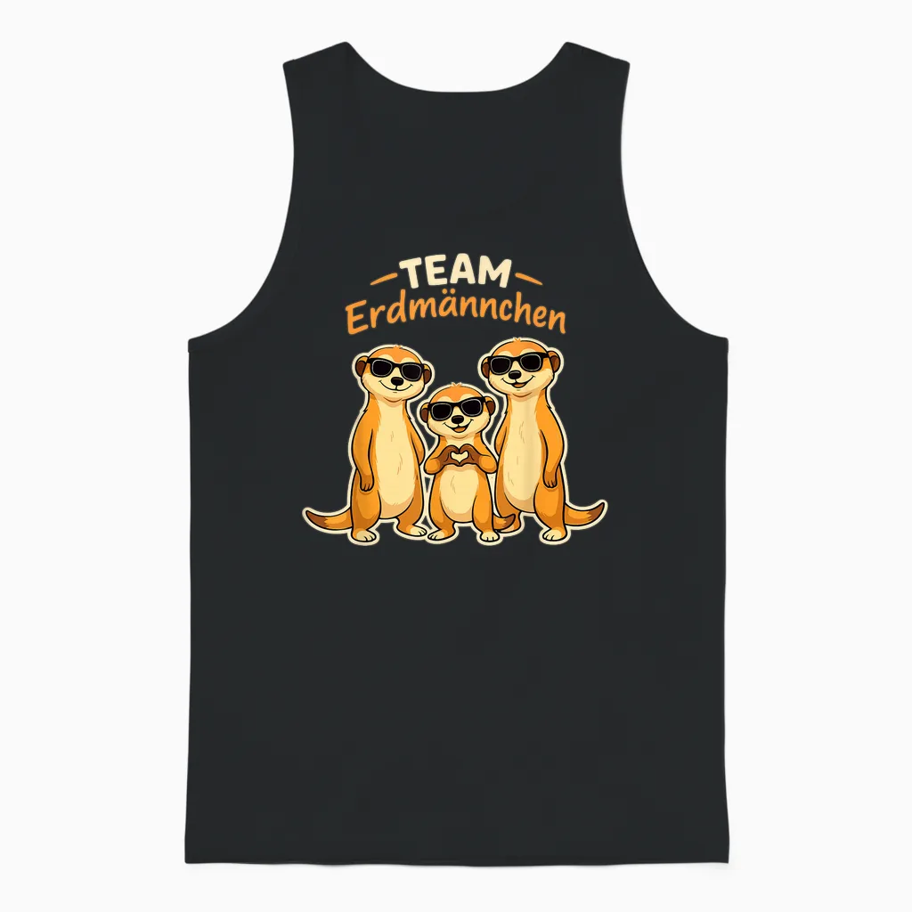 Team Erdmännchen Familie Meerkat Kinder Mädchen Damen Herren Unisex Tank Top in Black