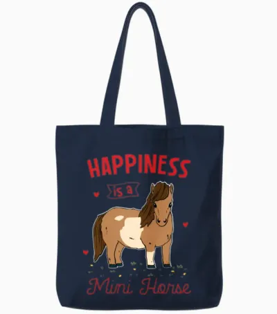 Miniature Horse Happiness Is a Mini Horse Tote Bags - Navy
