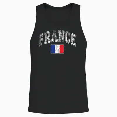 France Flag Vintage Unisex Tank Top - Black