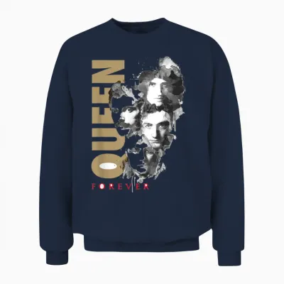 Queen Official Faces Ink Forever T-Shirt, White, S Unisex Sweatshirt - Navy