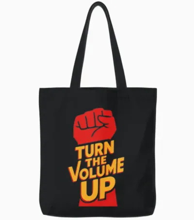 Turn the Volume Up Tote Bags - Black