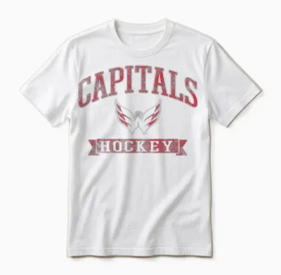 Washington Capitals Vintage Hockey Navy Officially Licensed Unisex T-Shirt - White