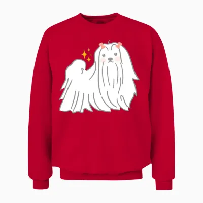 Maltese Dog Unisex Sweatshirt - Red
