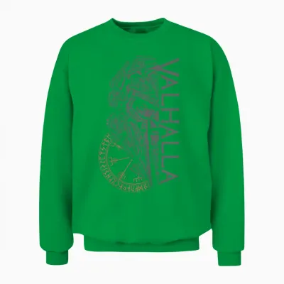Walhalla Odin in Mask Runes Nordic Compass Viking T-Shirt, Black Unisex Sweatshirt - Irish Green