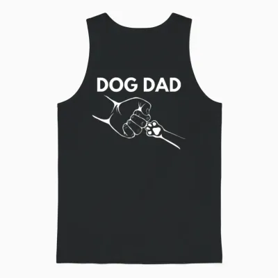 Dog Dad - Dog Fist Bump - White Unisex Tank Top - Black