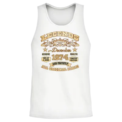 Legends Are Born in December 1974 Unisex Tank Top - White