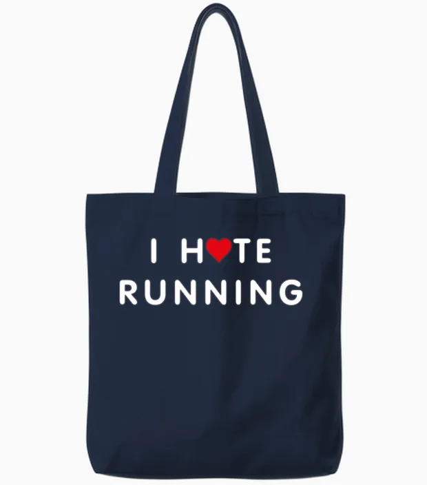 I Hate Running Simple Tote Bags in Navy