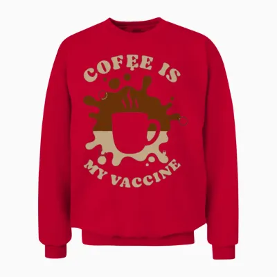 Coffee Is My Vaccine Retro Unisex Sweatshirt - Red