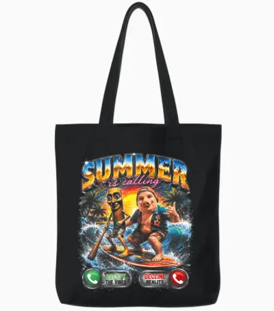 Summer Is Calling Tung Tung Sahur John Pork Brainrot Meme Tote Bags - Black