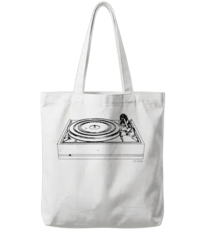 Dual 1219 Turntable Vintage - Black Tote Bags - White