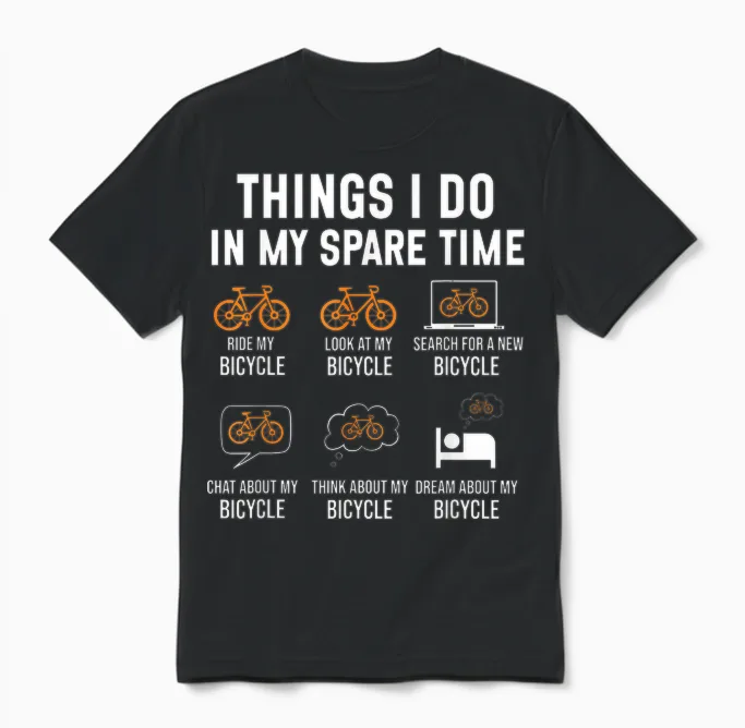 Funny Cycling Bicycle Rider Road Bike Racer Cyclist Joke Unisex T-Shirt in Black